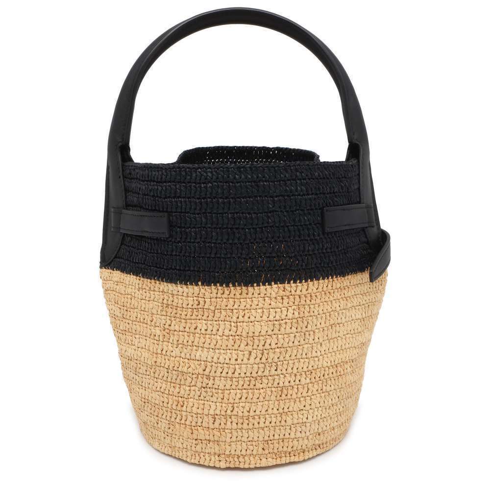Celine handbag bag bucket raffia shoulder black basket
